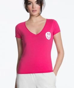 JUICY COUTURE SMILEY FACE TEE VIXEN PINK