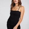 NEW ARRIVALS CHASER RIB SM0CKED RUFFLE CAMI TOP