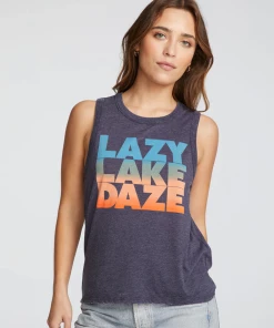 NEW ARRIVALS CHASER LAZY LAKE DAY MUSCLE TANK
