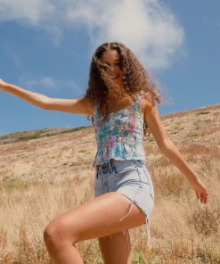 NEW ARRIVALS OLIVACEOUS NIA SMOCKED TOP