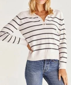 Z SUPPLY ANDI STRIPE HENLEY SWEATER